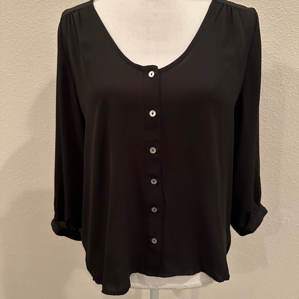 Black button down top